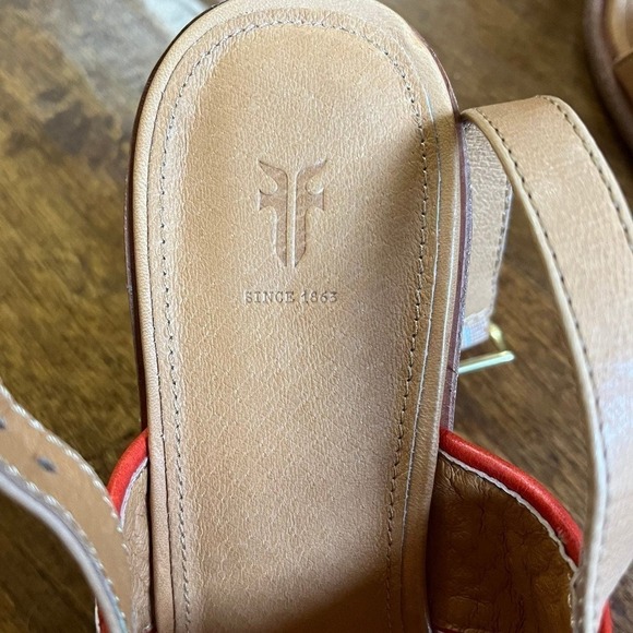 Frye Open Toe Braided Leather Amy Ankle Strap Block Heel Sandal Brown Size 8 - Picture 5 of 10